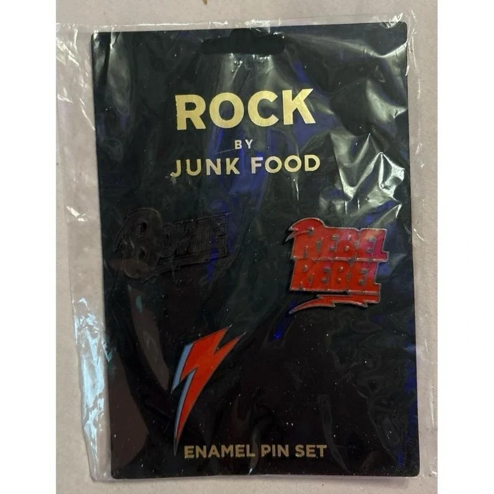 NEW Rock by Junk Food 3pc David Bowie Enamel Pin Set